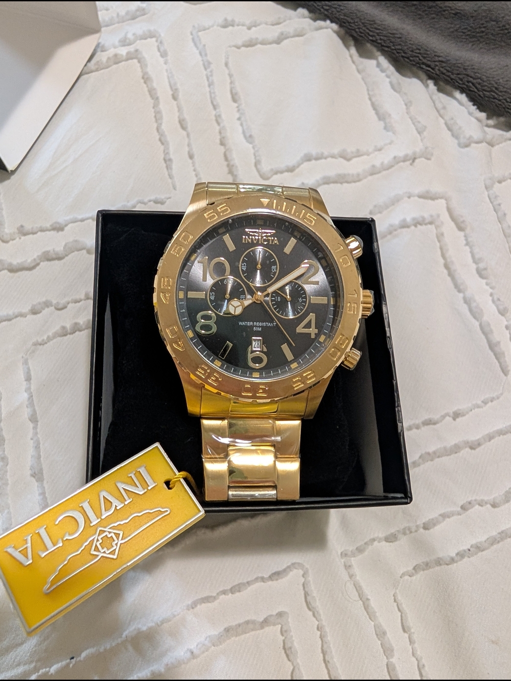 Invicta Gold-Tone Chronograph Men’s Watch - Black Dial